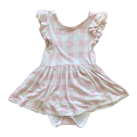 Little Sleepies Other - Little Sleepies Pink Gingham Flutter Skater Dress With Bodysuit, 12-18 MO